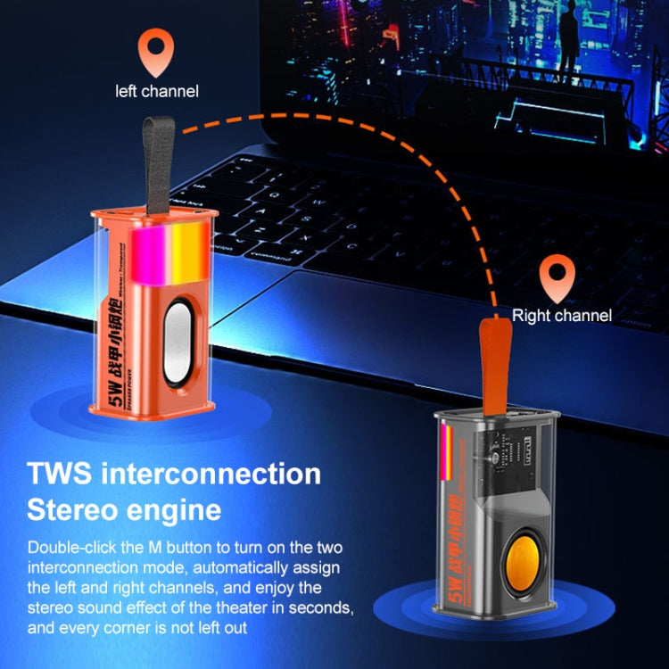 5W ポータブルバレット TWS ワイヤレス Bluetooth スピーカー、（オレンジ）、（グリーン）、（グレー）、（パープル）
