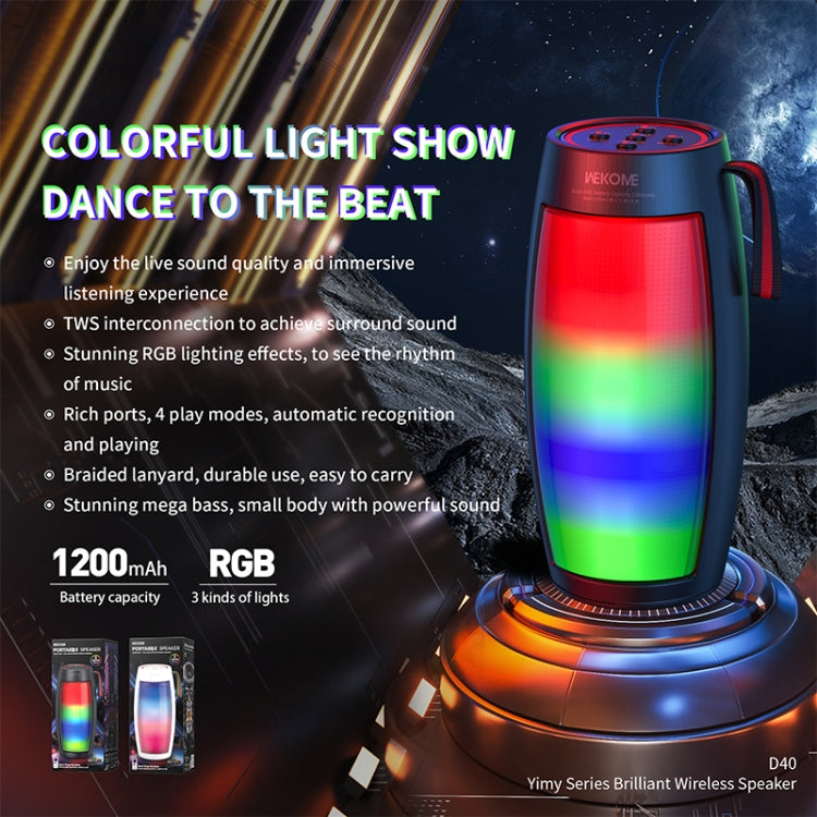 WEKOME D40 5WサウンドパルスカラフルBluetoothスピーカー、D40（ブラック）、D40（ホワイト）
