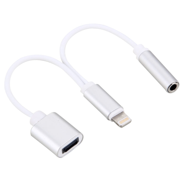 10cm 8ピン メス & 3.5mm オーディオ メス to 8ピン オス 充電アダプターケーブル、全iOSシステム対応