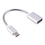8.3cm USB メスからType-C オス メタルワイヤー OTGケーブル 充電データケーブル