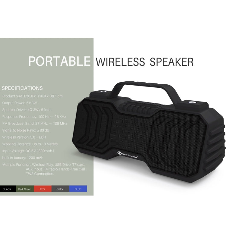 NewRixing NR-2029 ポータブルワイヤレス Bluetooth ステレオスピーカー TWS機能対応スピーカー
