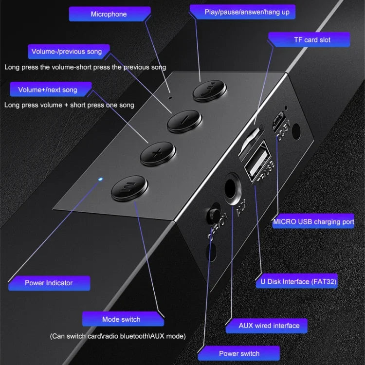 YINDIAO A36 Bluetooth 5.0 Smart Subwoofer Computer Wireless Bluetooth Speaker, Bluetooth Standard Version, Bluetooth Standard Version(Black)