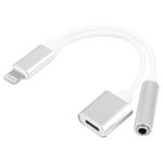 10cm 8ピン メス & 3.5mm オーディオ メス to 8ピン オス 充電アダプターケーブル、全iOSシステム対応