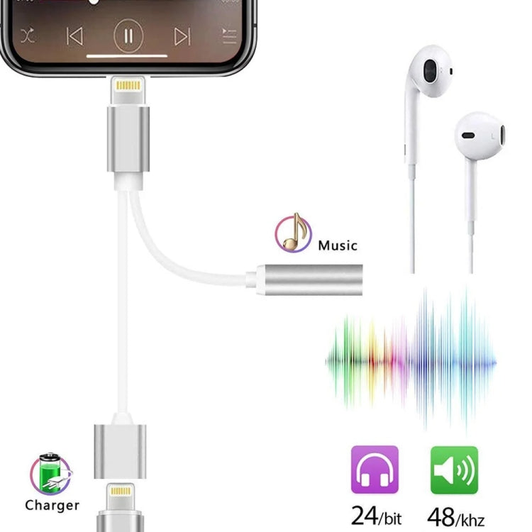 10cm 8ピン メス & 3.5mm オーディオ メス to 8ピン オス 充電アダプターケーブル、全iOSシステム対応