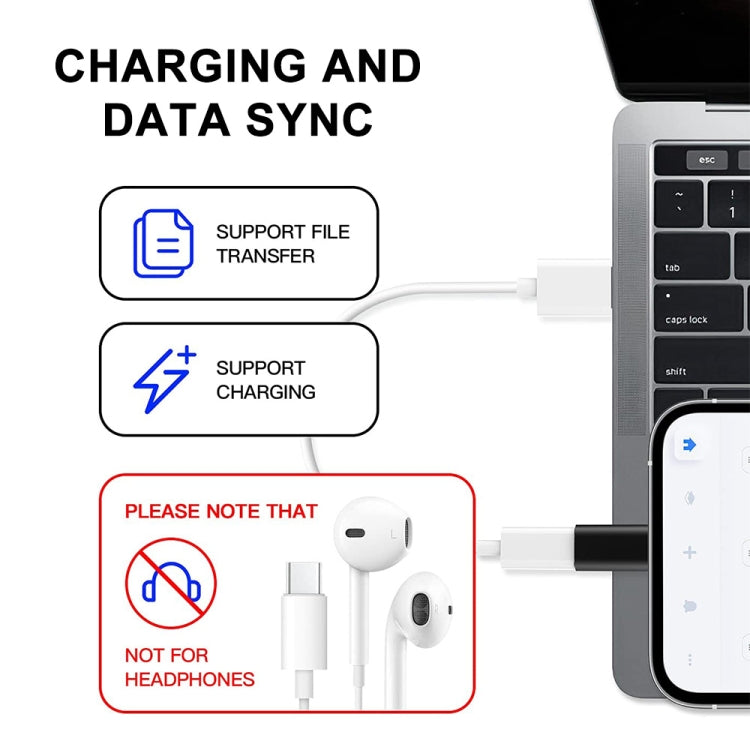 ENKAY Hat-Prince HC-6 ミニ ABS USB-C / Type-C 3.1 to 8ピンポートコネクターアダプター（ホワイト）、ブラック、Type-C to 8ピン