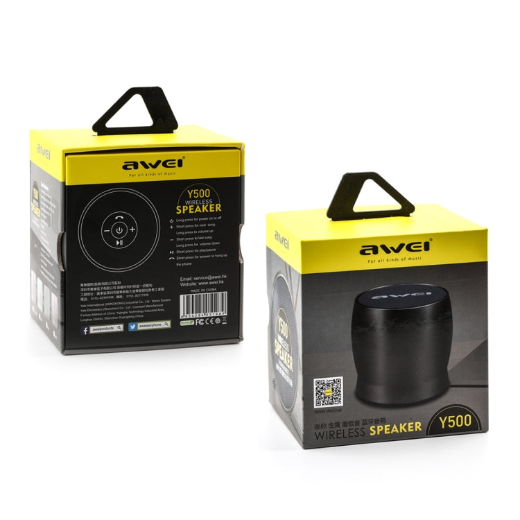 awei Y500 ミニポータブルワイヤレスBluetoothスピーカー 3Dステレオ、内蔵マイク、TFカード / AUX対応、Y500