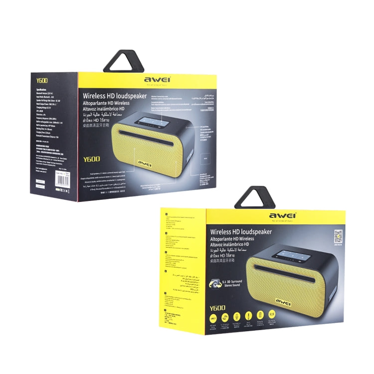 awei Y600 ワイヤレスBluetoothスピーカー 3Dステレオ、内蔵マイク、TFカード/AUX/NFC対応、Y600
