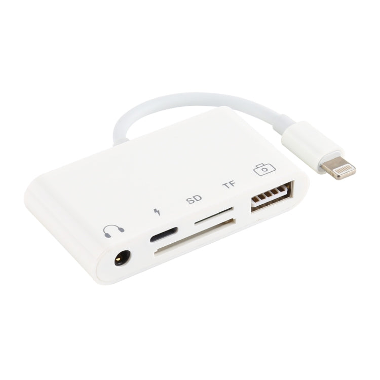 5in1 8ピン to USB ハブ＆USB-C / Type-C＆3.5mmイヤホン＆SD＆TFカードリーダー