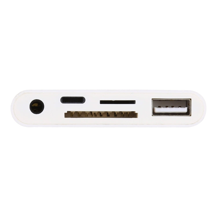 5in1 8ピン to USB ハブ＆USB-C / Type-C＆3.5mmイヤホン＆SD＆TFカードリーダー