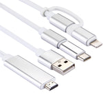 3in1 Micro USB & 8ピン & Type-C から HDMI HD 1080P HDTVアダプターケーブル
