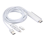3in1 Micro USB & 8ピン & Type-C から HDMI HD 1080P HDTVアダプターケーブル