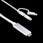 3in1 Micro USB & 8ピン & Type-C から HDMI HD 1080P HDTVアダプターケーブル