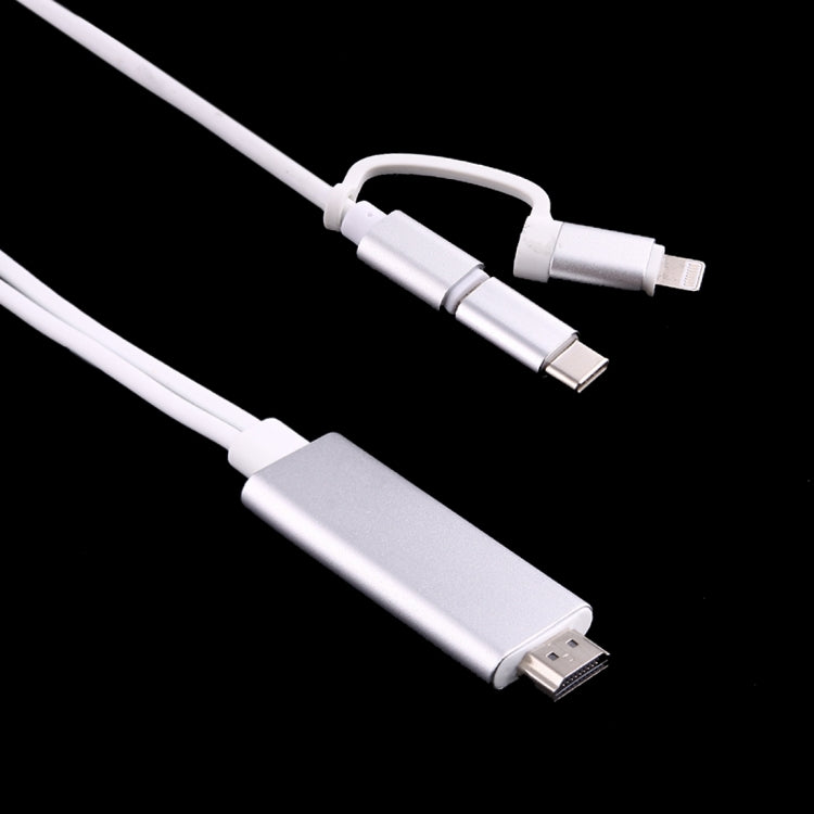 3in1 Micro USB & 8ピン & Type-C から HDMI HD 1080P HDTVアダプターケーブル