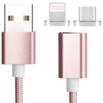 2in1 5V 2A Micro USB & 8ピン to USB 2.0 編みスタイルマグネットデータケーブル、ケーブル長さ：1.2m