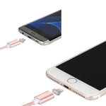 2in1 5V 2A Micro USB & 8ピン to USB 2.0 編みスタイルマグネットデータケーブル、ケーブル長さ：1.2m