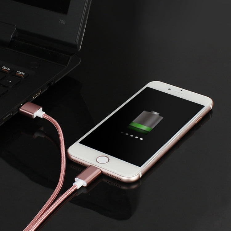2in1 5V 2A Micro USB & 8ピン to USB 2.0 編みスタイルマグネットデータケーブル、ケーブル長さ：1.2m