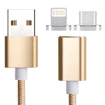 2in1 5V 2A Micro USB & 8ピン to USB 2.0 編みスタイルマグネットデータケーブル、ケーブル長さ：1.2m