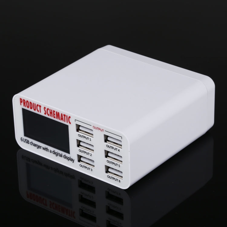 899 30W QC 3.0 6 USBポート高速充電器 LCDデジタルディスプレイ付き、EUプラグ、899