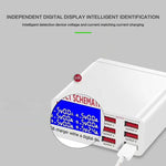 899 30W QC 3.0 6 USBポート高速充電器 LCDデジタルディスプレイ付き、EUプラグ、899