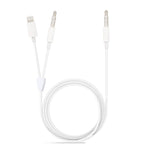 MH030 1m 2in1 8ピンオス＆3.5mmオスから3.5mmオスAUXオーディオケーブル iPhone、iPad、Samsung、Huawei、Xiaomi、HTC対応 MH030