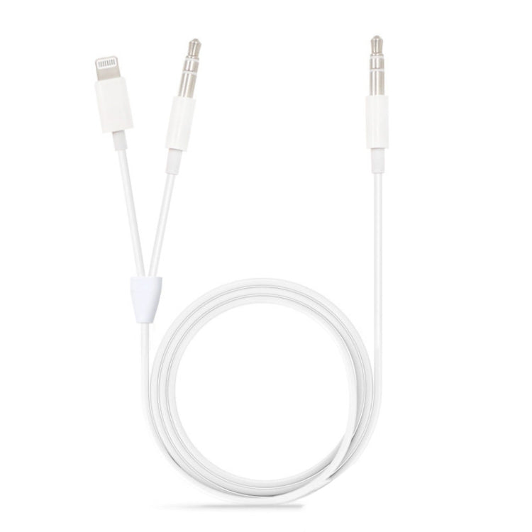 MH030 1m 2in1 8ピンオス＆3.5mmオスから3.5mmオスAUXオーディオケーブル iPhone、iPad、Samsung、Huawei、Xiaomi、HTC対応 MH030
