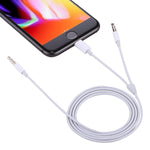 MH030 1m 2in1 8ピンオス＆3.5mmオスから3.5mmオスAUXオーディオケーブル iPhone、iPad、Samsung、Huawei、Xiaomi、HTC対応 MH030