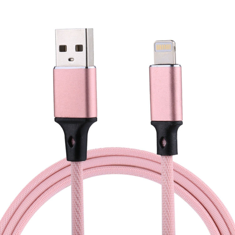 1m 2A USB to 8ピン ナイロン編みスタイル データ同期充電ケーブル、8ピン ピンク、8ピン ブルー、8ピン レッド、8ピン ホワイト