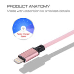 1m 2A USB to 8ピン ナイロン編みスタイル データ同期充電ケーブル、8ピン ピンク、8ピン ブルー、8ピン レッド、8ピン ホワイト