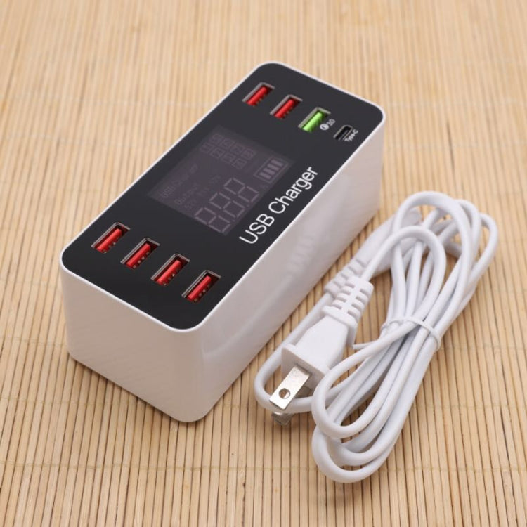 A9+ 多機能 AC 100V~240V 8ポート USB デジタル表示 LCD 着脱式充電ステーション スマートチャージャー、QC3.0対応、A9+