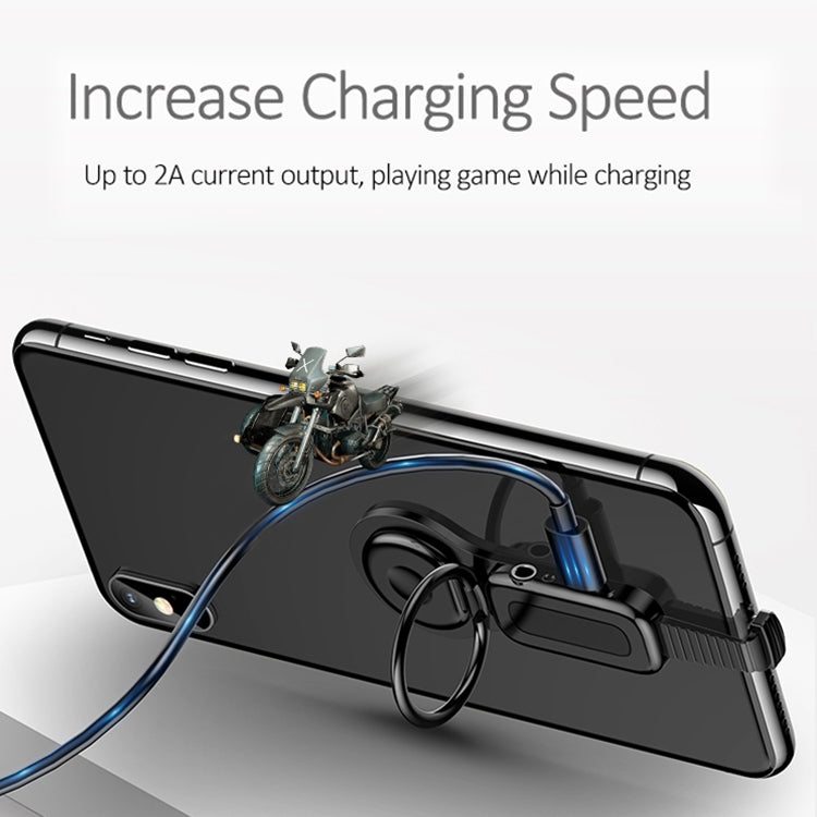 LXS08 8ピン to 8ピン + 3.5mmオーディオプラグ リングホルダー 急速充電アダプター、8ピン + 3.5mm