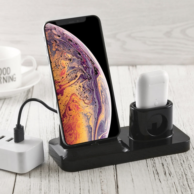 ワイヤレス充電対応ベースステーションホルダー 携帯電話＆ヘッドセット用、Micro USB + USB-C / Type-C + 8ピンインターフェース付き