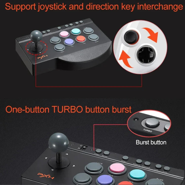 PXN PXN-0082 グラディエーター ストリートマシン ゲームハンドル ロッカーコントローラー Nintendo Switch / PC / Android システム / PS3 / PS4 / XboxOne 用、PXN-0082