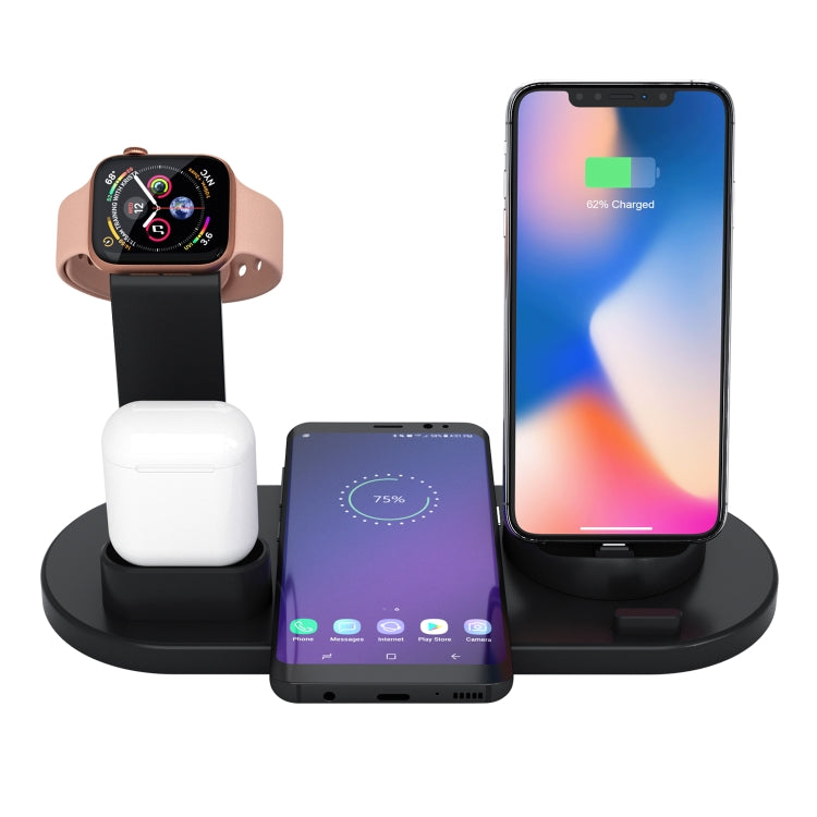 HQ-UD15 5in1 8ピン + Micro USB + USB-C / Type-C インターフェース + 8ピンイヤホン充電インターフェース + ワイヤレス充電チャージャーベース 時計スタンド付き（ホワイト）、ワイヤレス充電対応ブラック、ワイヤレス充電対応ホワイト、ワイヤレス充電対応シルバー