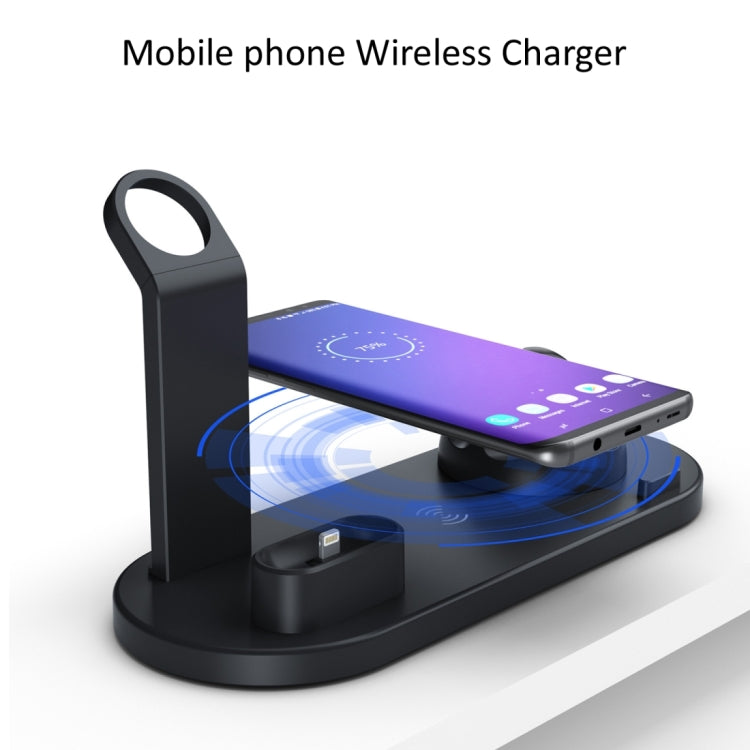 HQ-UD15 5in1 8ピン + Micro USB + USB-C / Type-C インターフェース + 8ピンイヤホン充電インターフェース + ワイヤレス充電チャージャーベース 時計スタンド付き（ホワイト）、ワイヤレス充電対応ブラック、ワイヤレス充電対応ホワイト、ワイヤレス充電対応シルバー
