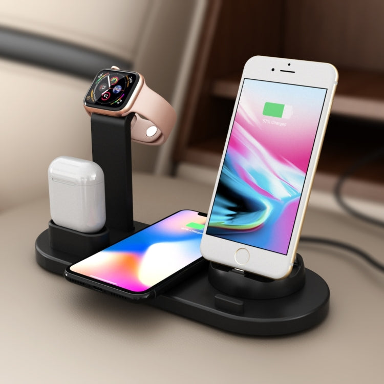 HQ-UD15 5in1 8ピン + Micro USB + USB-C / Type-C インターフェース + 8ピンイヤホン充電インターフェース + ワイヤレス充電チャージャーベース 時計スタンド付き（ホワイト）、ワイヤレス充電対応ブラック、ワイヤレス充電対応ホワイト、ワイヤレス充電対応シルバー
