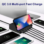 828W 7in1 60W QC 3.0 USBインターフェース + 4 USBポート + USB-C / Type-Cインターフェース + ワイヤレス充電 多機能チャージャー 携帯電話ホルダー機能付き、USプラグ、USプラグブラック、USプラグホワイト