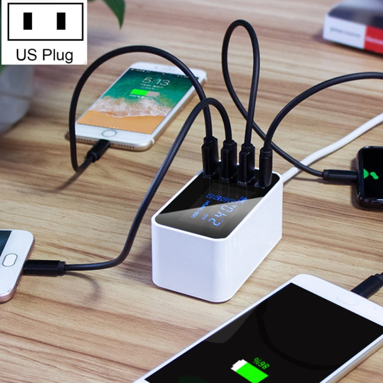 CDA30 20W 3 USBポート + USB-C / Type-Cポート 多機能充電器 LEDディスプレイ付き、USプラグ、USプラグ