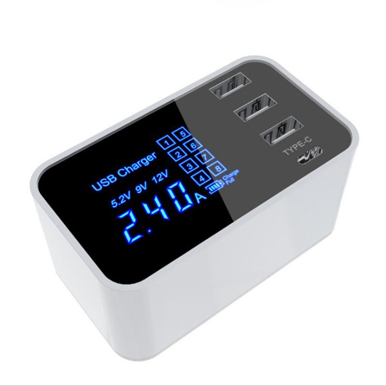 CDA30 20W 3 USBポート + USB-C / Type-Cポート 多機能充電器 LEDディスプレイ付き、UKプラグ、UKプラグ