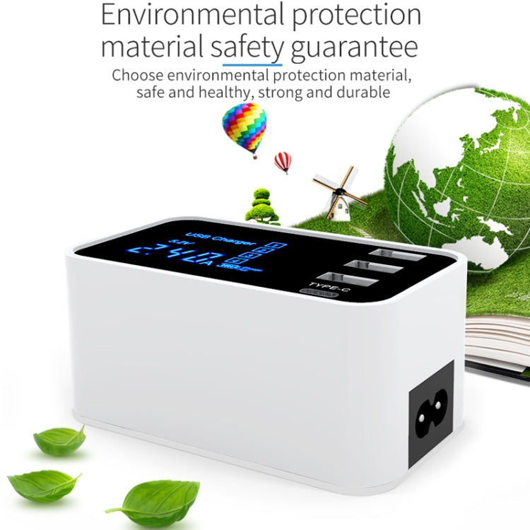 CDA30 20W 3 USBポート + USB-C / Type-Cポート 多機能充電器 LEDディスプレイ付き、USプラグ、USプラグ