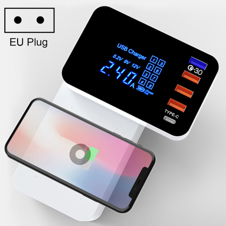 CDA33Q 40W QC 3.0 USB + 3 USBポート + USB-C / Type-Cポート 多機能充電器 LEDディスプレイ付き、EUプラグ、EUプラグ