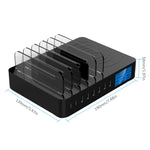 50W 6 USBポート + 2 USB-C / Type-Cポート + ワイヤレス充電 多機能充電器 LEDディスプレイ＆着脱式ベゼル付き、EUプラグ、EUプラグ