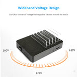 50W 6 USBポート + 2 USB-C / Type-Cポート + ワイヤレス充電 多機能充電器 LEDディスプレイ＆着脱式ベゼル付き、EUプラグ、EUプラグ