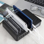 50W 6 USBポート + 2 USB-C / Type-Cポート + ワイヤレス充電 多機能充電器 LEDディスプレイ＆着脱式ベゼル付き、USプラグ、USプラグ