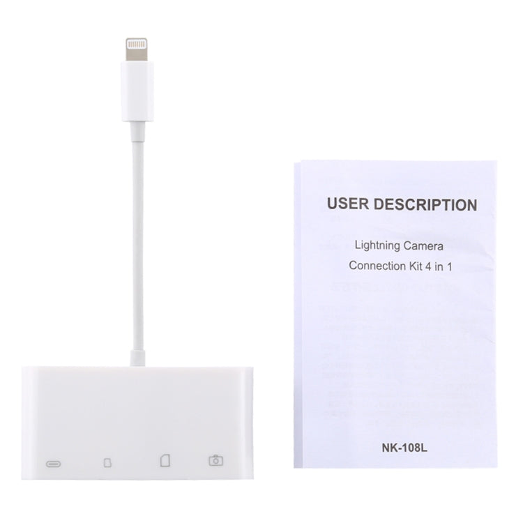 NK-108L 8ピン to USB + TFカード + SDカード カメラリーダーアダプター、iOS 9.1以上対応、NK-108L