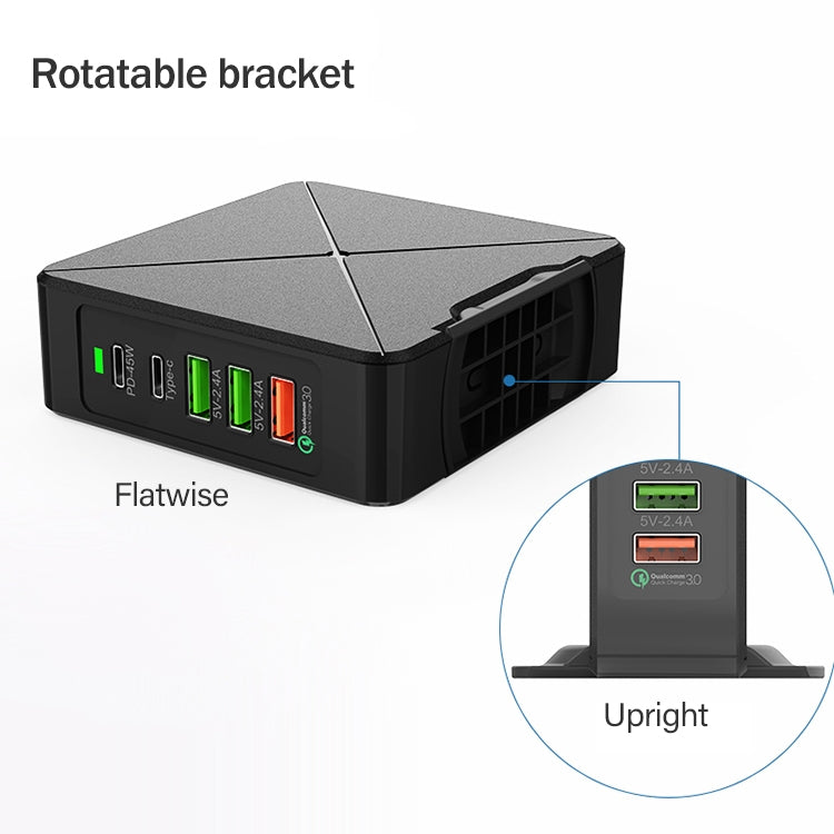 F88 3 x USB + 2 x USB-C / Type-C ポート QC3.0 デスクトップ充電器、F88