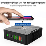 F88W 3 x USB + 2 x USB-C / Type-C ポート QC3.0 デスクトップ充電器 ワイヤレス充電機能付き、F88W
