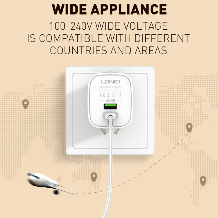 LDNIO A201 2.4A デュアルUSB 充電ヘッド トラベル直充電 携帯電話アダプター チャージャー マイクロUSBデータケーブル付き、マイクロUSB