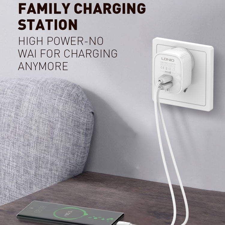 LDNIO A201 2.4A デュアルUSB 充電ヘッド トラベル直充電 携帯電話アダプター チャージャー マイクロUSBデータケーブル付き、マイクロUSB