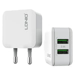 LDNIO A2201 2.4A デュアルUSB 充電ヘッド トラベル直充電 携帯電話アダプター チャージャー 8ピンデータケーブル付き、8ピン