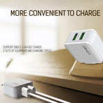 LDNIO A2201 2.4A デュアルUSB 充電ヘッド トラベル直充電 携帯電話アダプター チャージャー 8ピンデータケーブル付き、8ピン